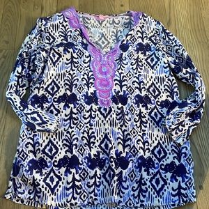 Lilly Pulitzer tunic - pink, navy and white, size medium